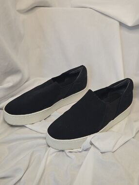Vince Black Slip-On Platform Sneakers with White Sole
